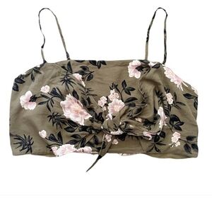 American Eagle Floral Tie Front Crop Tank Top XL NWT